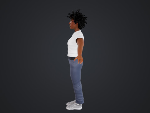 Cartoon Woman Rigged 3D Model