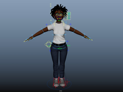 Cartoon Woman Rigged 3D Model