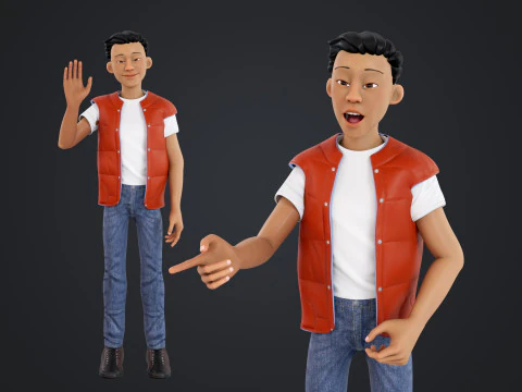 Cartoon Man Rigged 3D Model