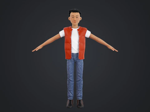 Cartoon Man Rigged 3D Model