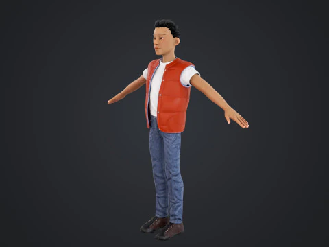 Cartoon Man Rigged 3D Model