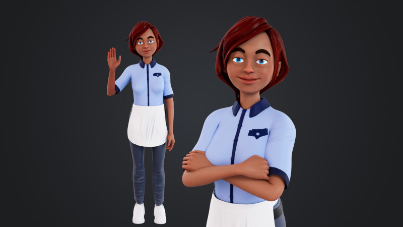Cartoon Woman Rigged 3D 모델 .c4d .max .obj .3ds .fbx .stl .blend 