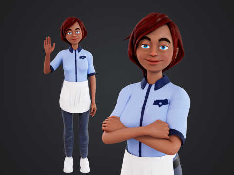 Cartoon Woman Rigged 3D Model