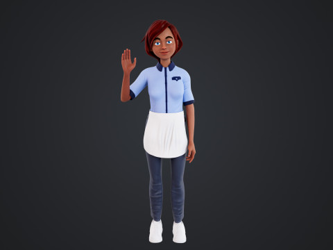 Cartoon Woman Rigged 3D 모델