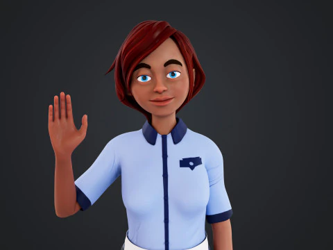 Cartoon Woman Rigged 3D Model