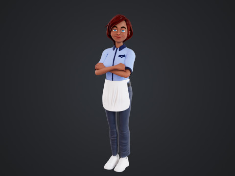 Cartoon Woman Rigged 3D 모델