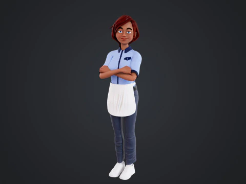Cartoon Woman Rigged 3D Model