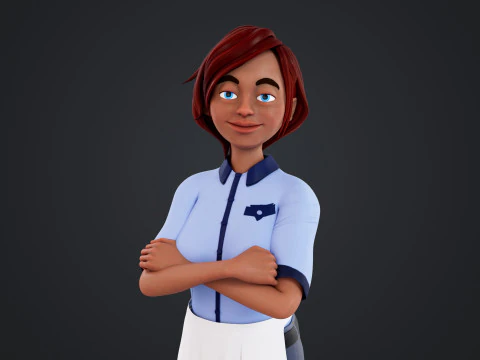 Cartoon Woman Rigged 3D Model