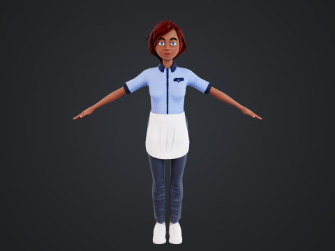 Cartoon Woman Rigged 3D 모델