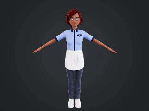 Cartoon Woman Rigged 3D Model