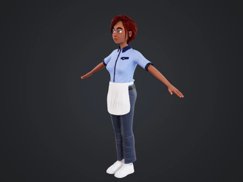 Cartoon Woman Rigged 3D Model