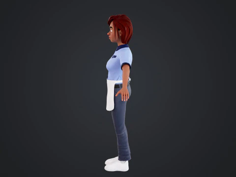 Cartoon Woman Rigged 3D Model