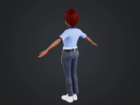 Cartoon Woman Rigged 3D Model