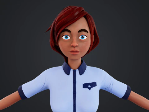 Cartoon Woman Rigged 3D Model