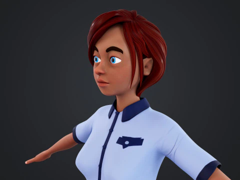 Cartoon Woman Rigged 3D Model