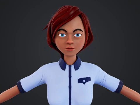 Cartoon Woman Rigged 3D Model
