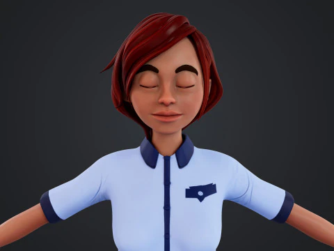 Cartoon Woman Rigged 3D Model