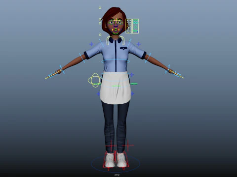 Cartoon Woman Rigged 3D Model