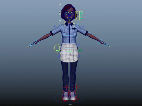 Cartoon Woman Rigged 3D Model