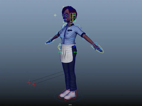 Cartoon Woman Rigged 3D Model