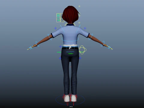 Cartoon Woman Rigged 3D Model