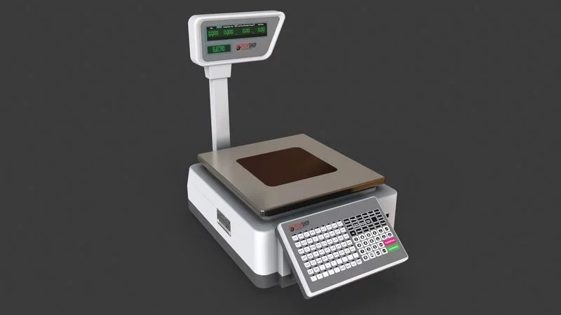 Label Printing Supermarket Weighing Scale Modelo 3D .c4d .max .obj .3ds .fbx .stl .blend