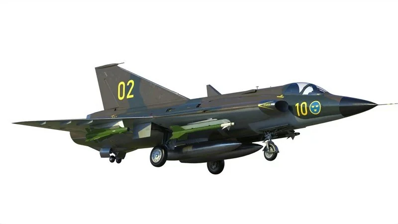 Saab 35 Draken 3D Model .c4d .max .obj .3ds .fbx .stl .blend 