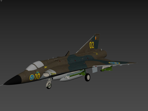 Saab 35 Draken 3D Modell