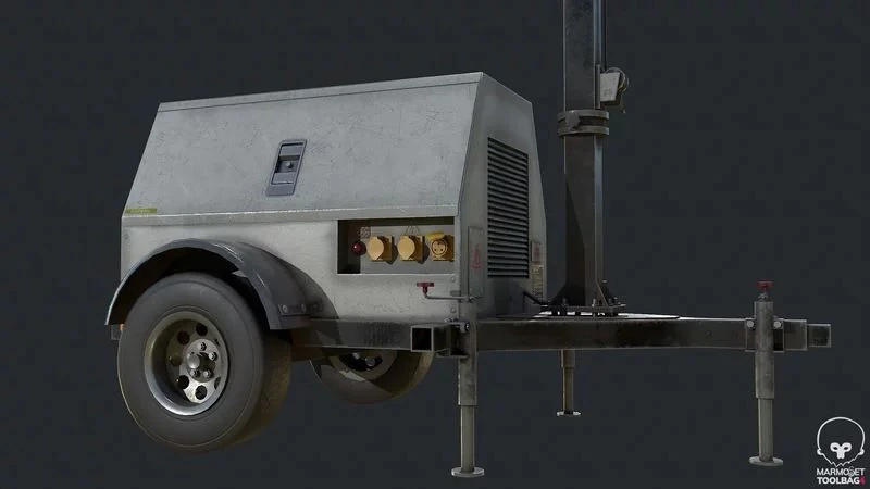 Mobile Light Tower Generator 3D Model .c4d .max .obj .3ds .fbx .stl .blend 