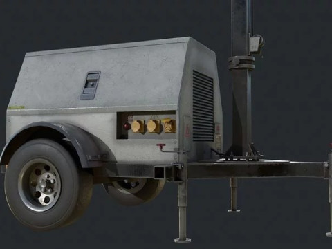 Mobile Light Tower Generator 3D Model