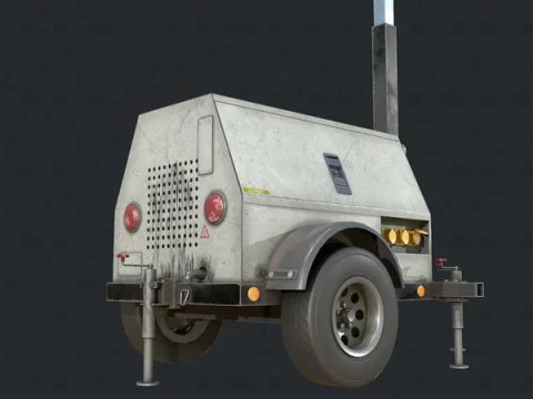 Mobile Light Tower Generator 3D Model