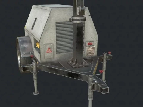 Mobile Light Tower Generator 3D Model