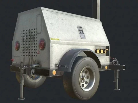 Mobile Light Tower Generator 3D Model