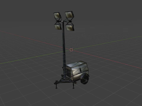 Mobile Light Tower Generator 3D Model