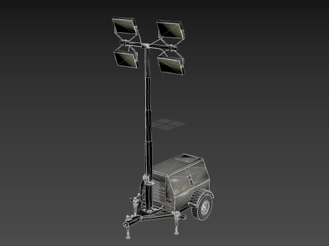 Mobile Light Tower Generator 3D Model
