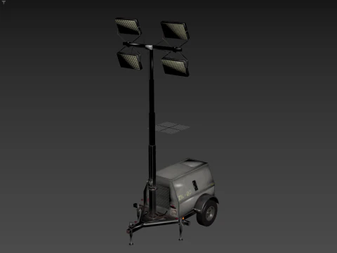 Mobile Light Tower Generator 3D Model