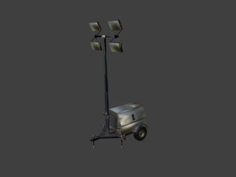 Mobile Light Tower Generator 3D Model