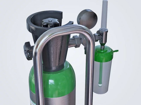 Medical Oxygen Cylinder 3D Model