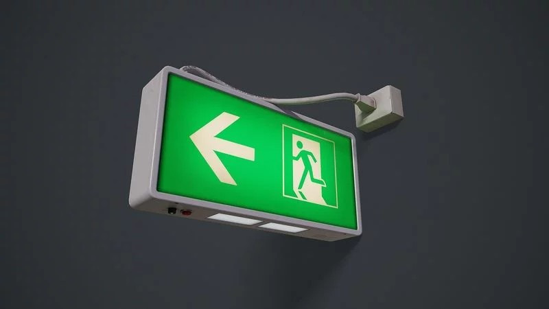 Emergency Exit Sign 3D मॉडल .c4d .max .obj .3ds .fbx .stl .blend
