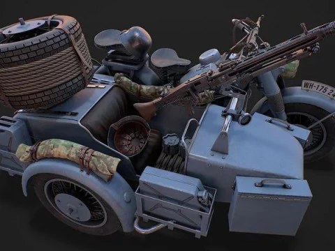 Motocicletta militare Modello 3D