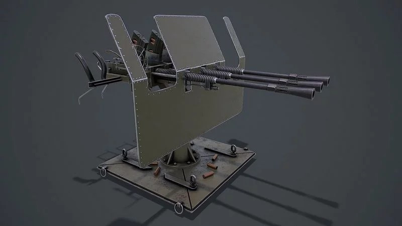 Machine Turret 3D Model .c4d .max .obj .3ds .fbx .stl .blend