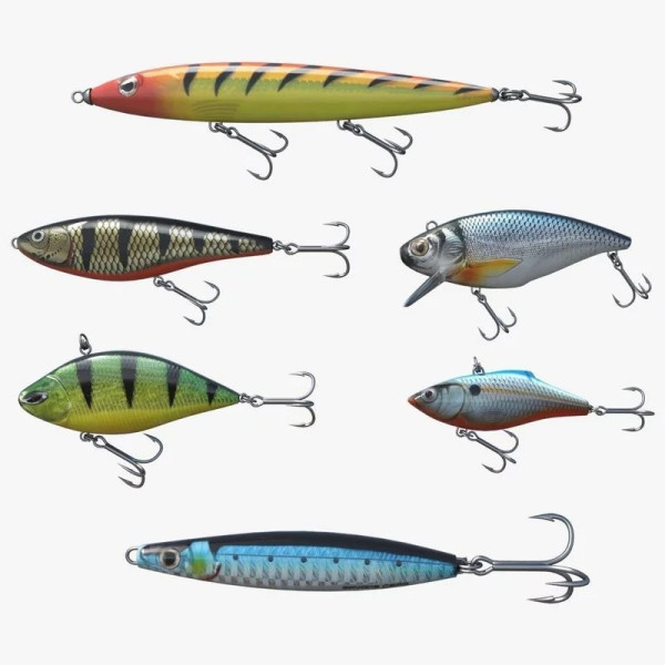 Fishing lure set 3D Model .c4d .max .obj .3ds .fbx .stl .blend
