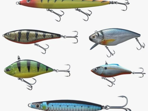 Fishing lure set 3D Model
