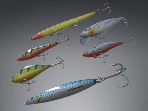Fishing lure set 3D Model