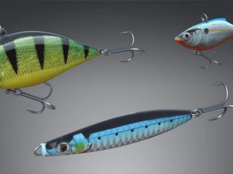 Fishing lure set 3D Model