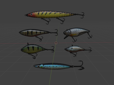 Fishing lure set 3D Model
