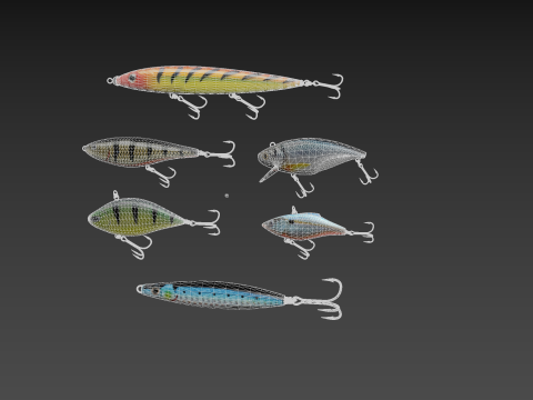 Fishing lure set 3D Model