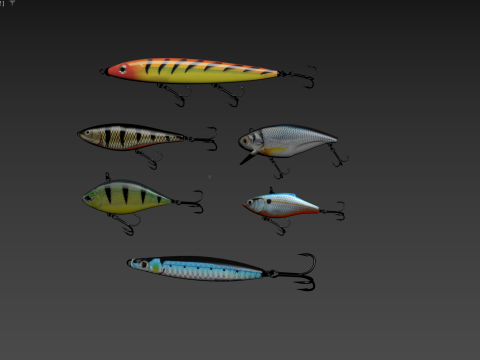 Fishing lure set 3D Model
