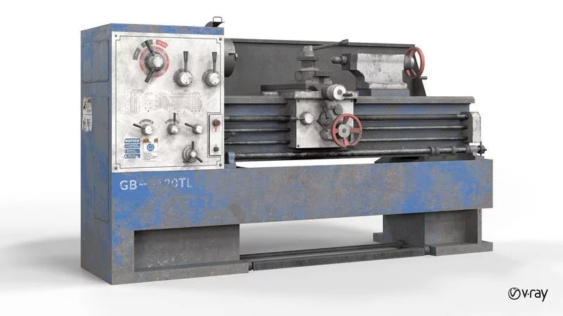Turning lathe machine old Modelo 3D .c4d .max .obj .3ds .fbx .stl .blend