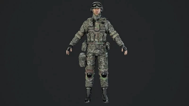 Chinese Soldier Special Forces Military 3D मॉडल .c4d .max .obj .3ds .fbx .stl .blend